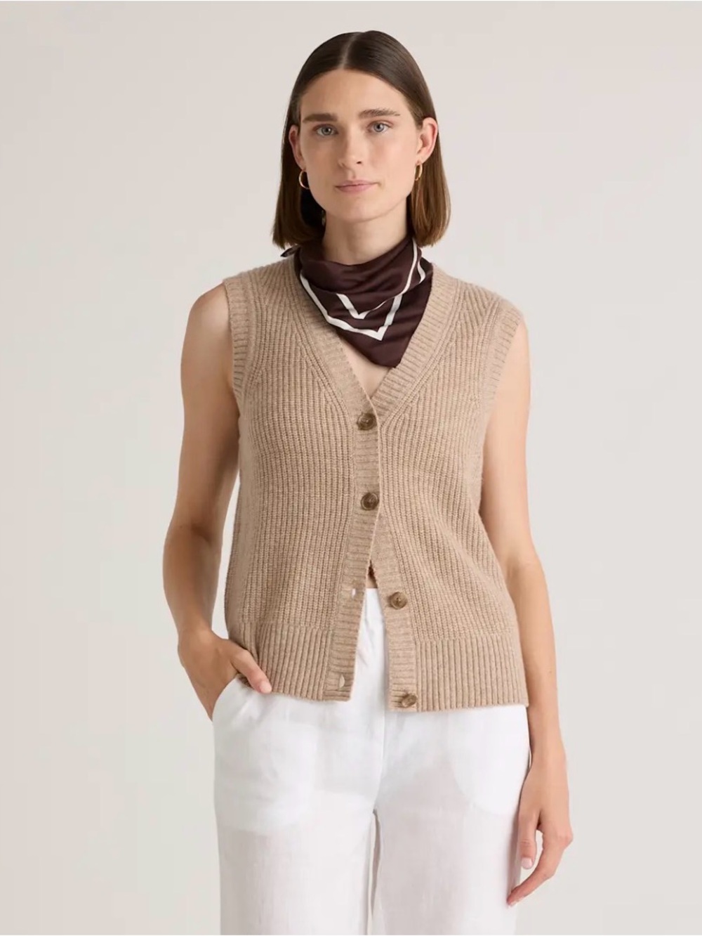 Quince Mongolian cashmere fisherman’s sweater vest - M